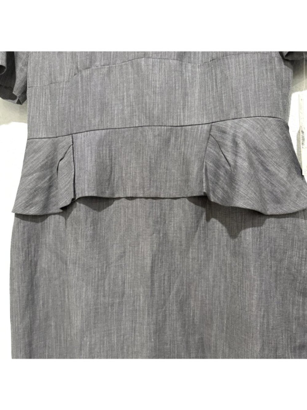 Antonio Melani Dress Navy Blue Gray Sheath Short Peplum Empire Size 14 - Picture 8 of 14